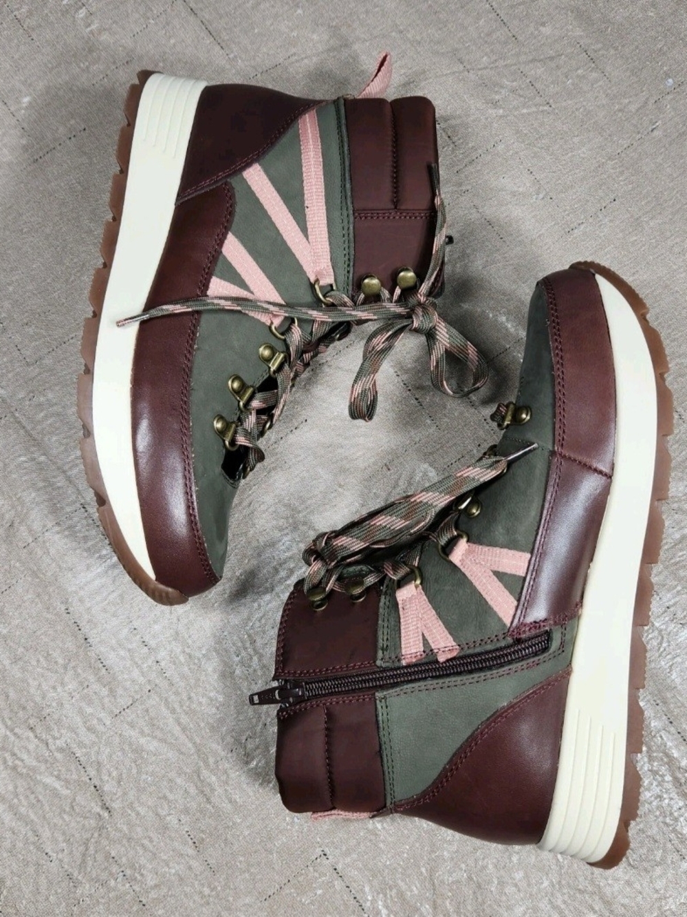 Alex Marie Thayla Women's 9.5 Hiker Sneakers Boots Suede Olive Maroon Pink 635 - Picture 8 of 10